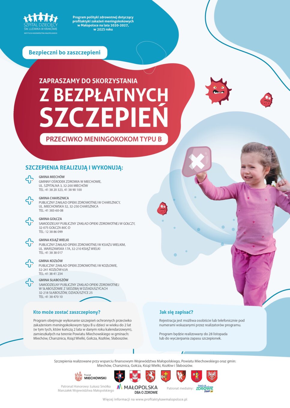 Bezpłatne szczepienia przeciwko meningokokom typu B. Gmina Miechów