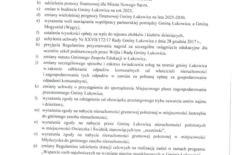 XII Sesja Rady Gminy Łukowica. Gmina Łukowica