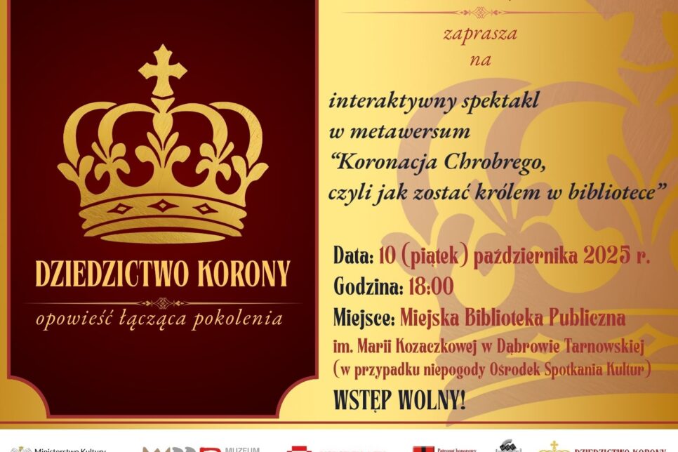 ZAPROSZENIE NA INTERAKTYWNY SPEKTAKL W METAWERSUM W MBP. Gmina Dąbrowa Tarnowska