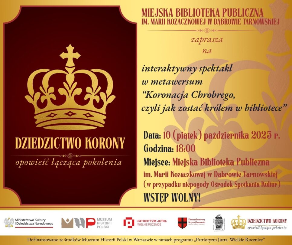 ZAPROSZENIE NA INTERAKTYWNY SPEKTAKL W METAWERSUM W MBP. Gmina Dąbrowa Tarnowska