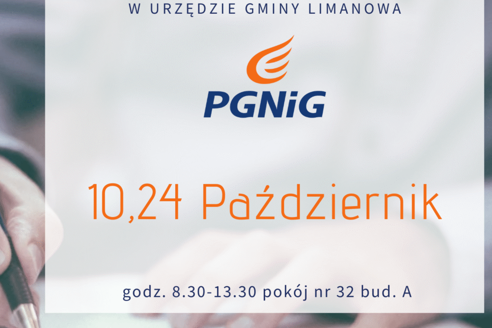 Dyżury doradcy PGNiG w PAŹDZIERNIKU 2025. Gmina Limanowa