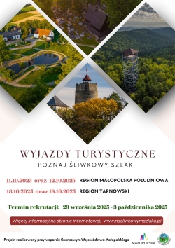 Rekrutacja uczestników wyjazdu turystycznego „Poznaj Śliwkowy Szlak” realizowanego w ramach projektu  pn. „Ciekawie na Śliwkowym Szlaku”. Gmina Czchów