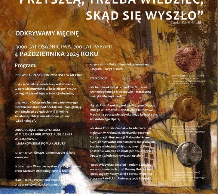 „Aby mierzyć drogę przyszłą, trzeba wiedzieć skąd się wyszło…” obchody 700-lecia parafii w Męcinie. Gmina Limanowa