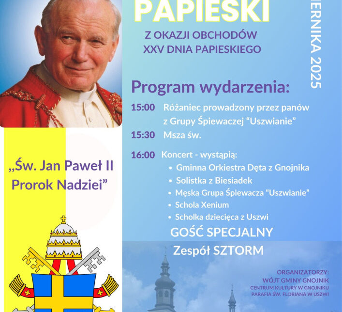 Zaproszenie na Koncert Papieski. Gmina Gnojnik