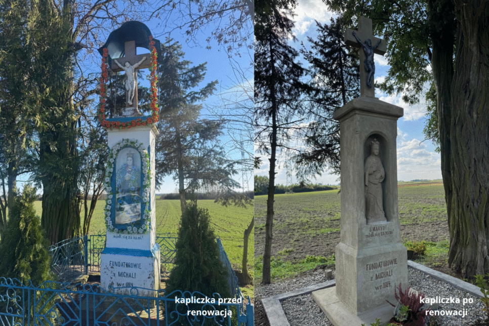 Kapliczka we Wrzępi po remoncie. Gmina Szczurowa