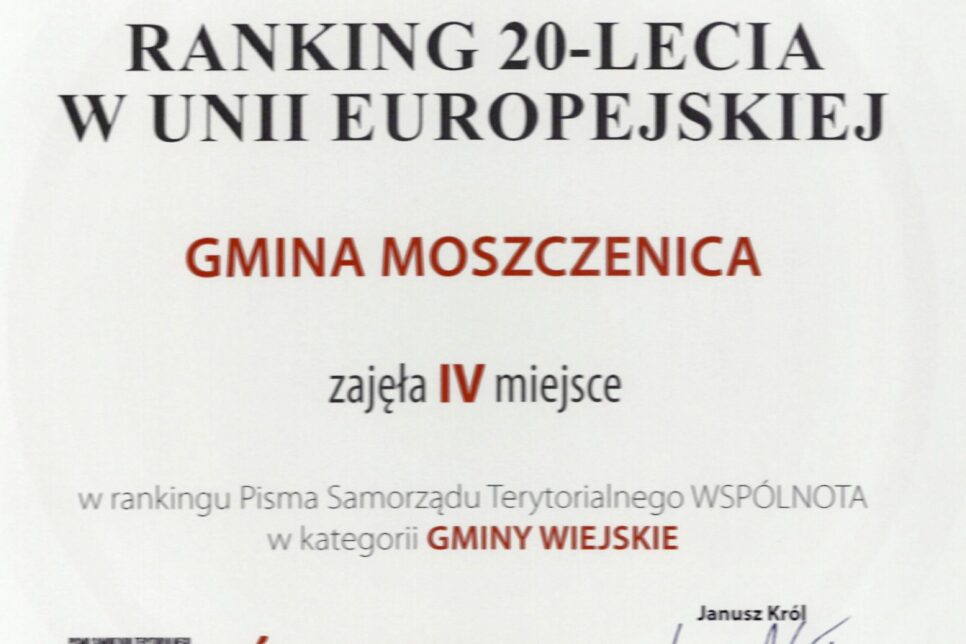 Gmina Moszczenica wyróżniona na XXIII Samorządowym Forum Kapitału i Finansów w Katowicach. Gmina Moszczenica