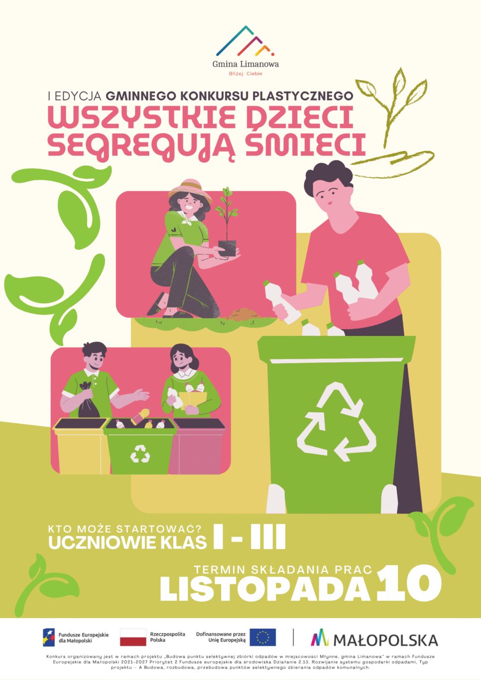 I edycja konkursu plastycznego „ Wszystkie dzieci segregują śmieci”. Gmina Limanowa