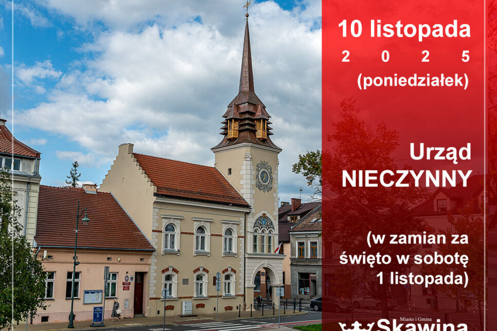 10 listopada Urząd Miasta i Gminy będzie nieczynny. Gmina Skawina