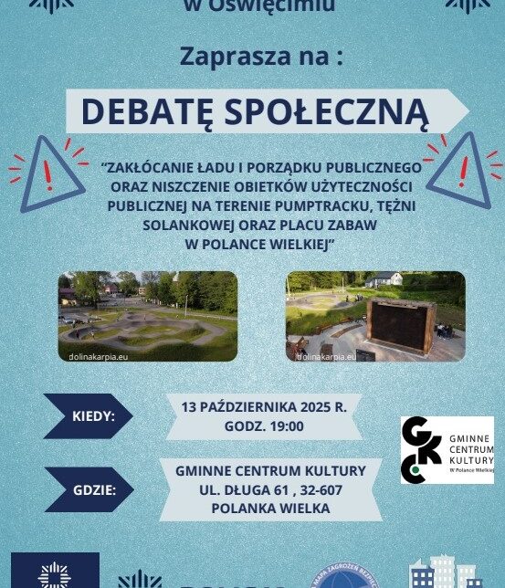 Polanka Wielka. Poniedziałek 13.10.2025 r. Policjanci zapraszają na debatę społeczną pt. „Porozmawiajmy o bezpieczeństwie. Możesz mieć na nie wpływ”.. Oświęcim