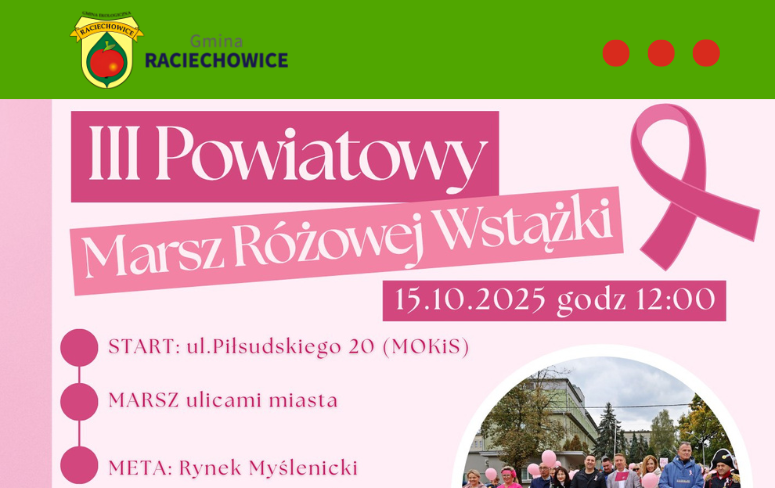 Marsz Różowej Wstążki. Gmina Raciechowice