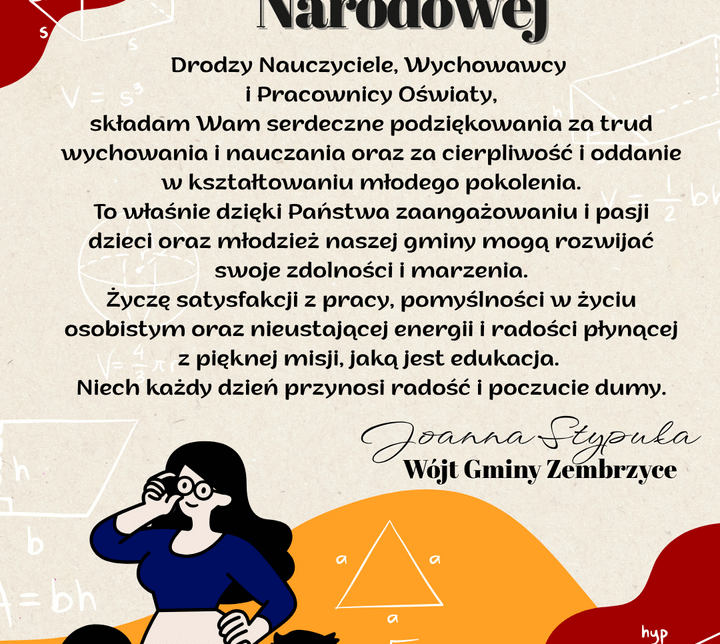 Życzenia z okazji Dnia Edukacji Narodowej. Zembrzyce