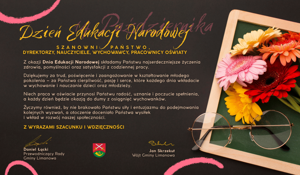 Życzenia z okazji Dnia Edukacji Narodowej 2025. Gmina Limanowa