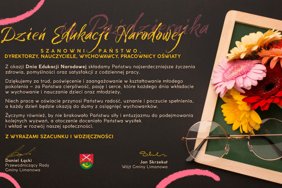 Życzenia z okazji Dnia Edukacji Narodowej 2025. Gmina Limanowa