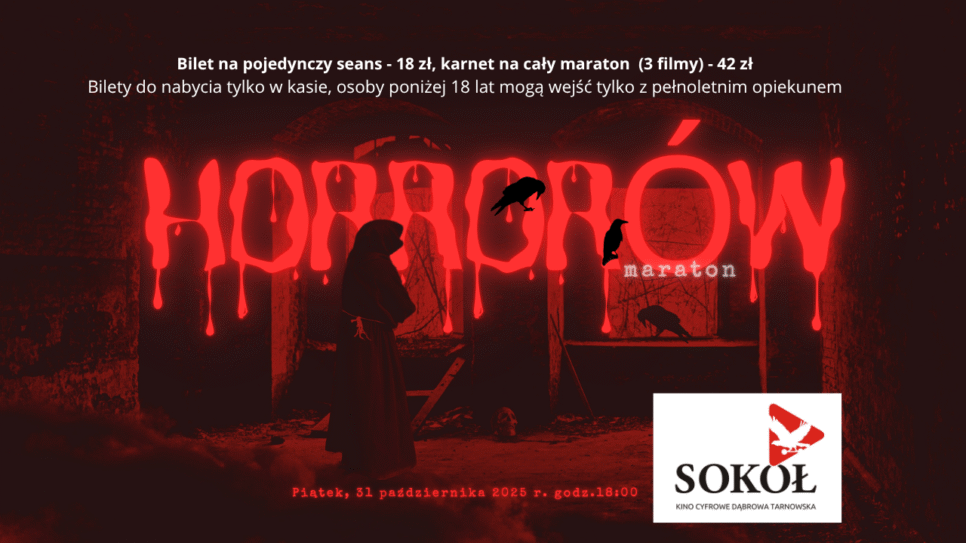 Maraton Halloween 2025 w „Sokole” – coś więcej o prezentowanych filmach. Gmina Dąbrowa Tarnowska