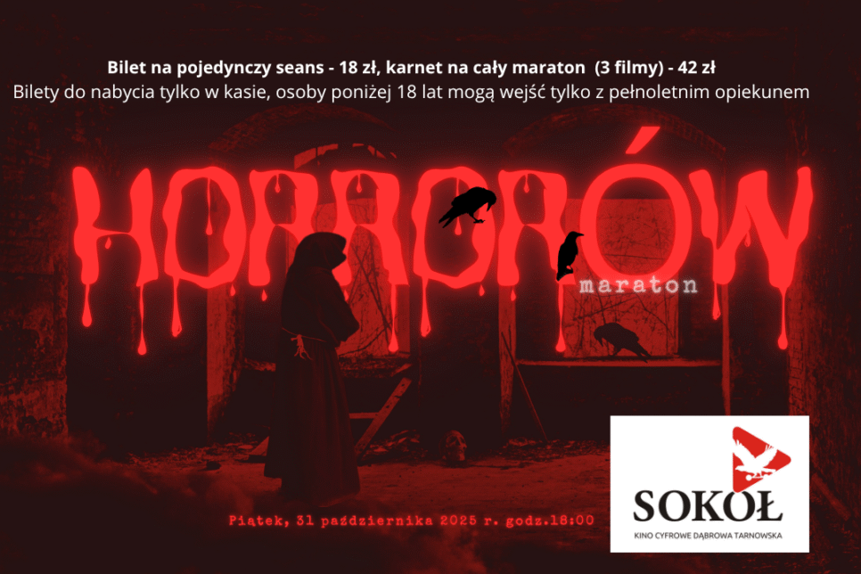 Maraton Halloween 2025 w „Sokole” – coś więcej o prezentowanych filmach. Gmina Dąbrowa Tarnowska
