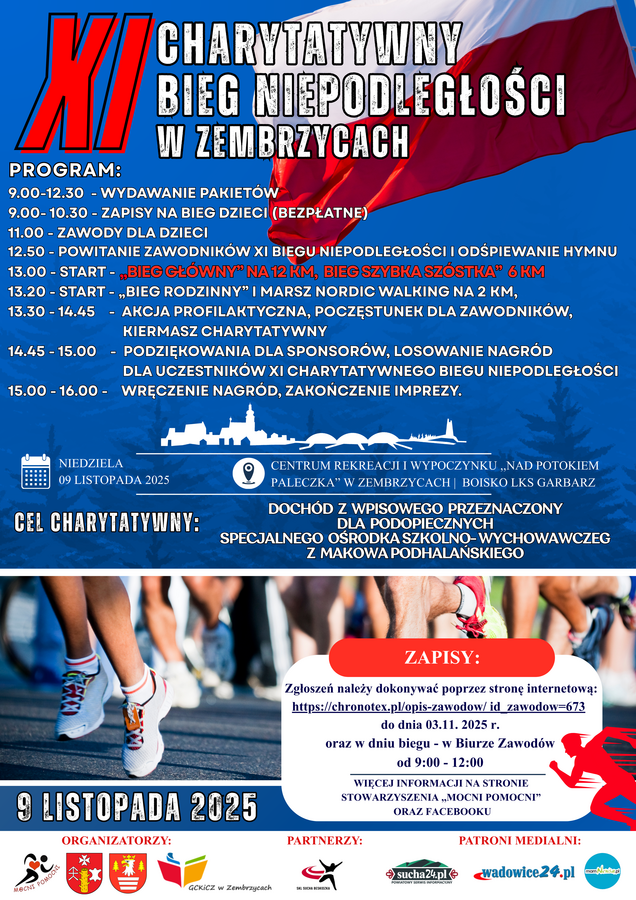 XI Charytatywny Bieg Niepodległości w Zembrzycach. Zembrzyce