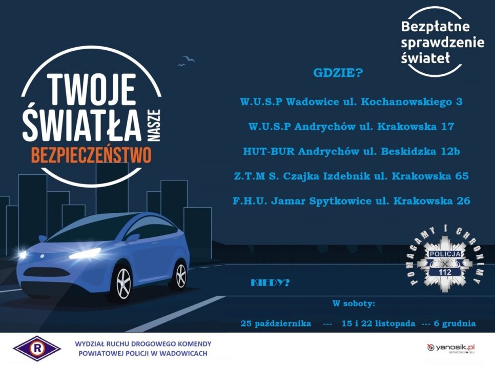 Rusza kampania „Twoje Światła – Nasze Bezpieczeństwo”. Wadowice