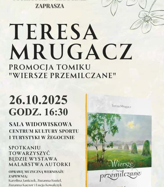 Zapraszamy na promocję tomiku „Wiersze przemilczane”-26.10. Gmina Żegocina