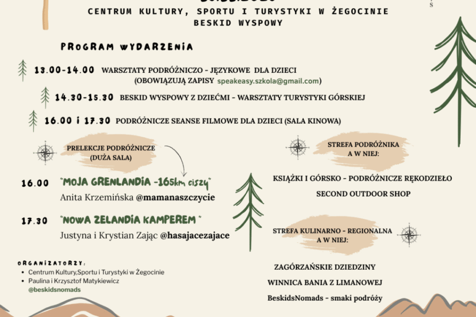 Festiwal Podróżniczy COMPASS – 15.11.2025 r.. Gmina Żegocina