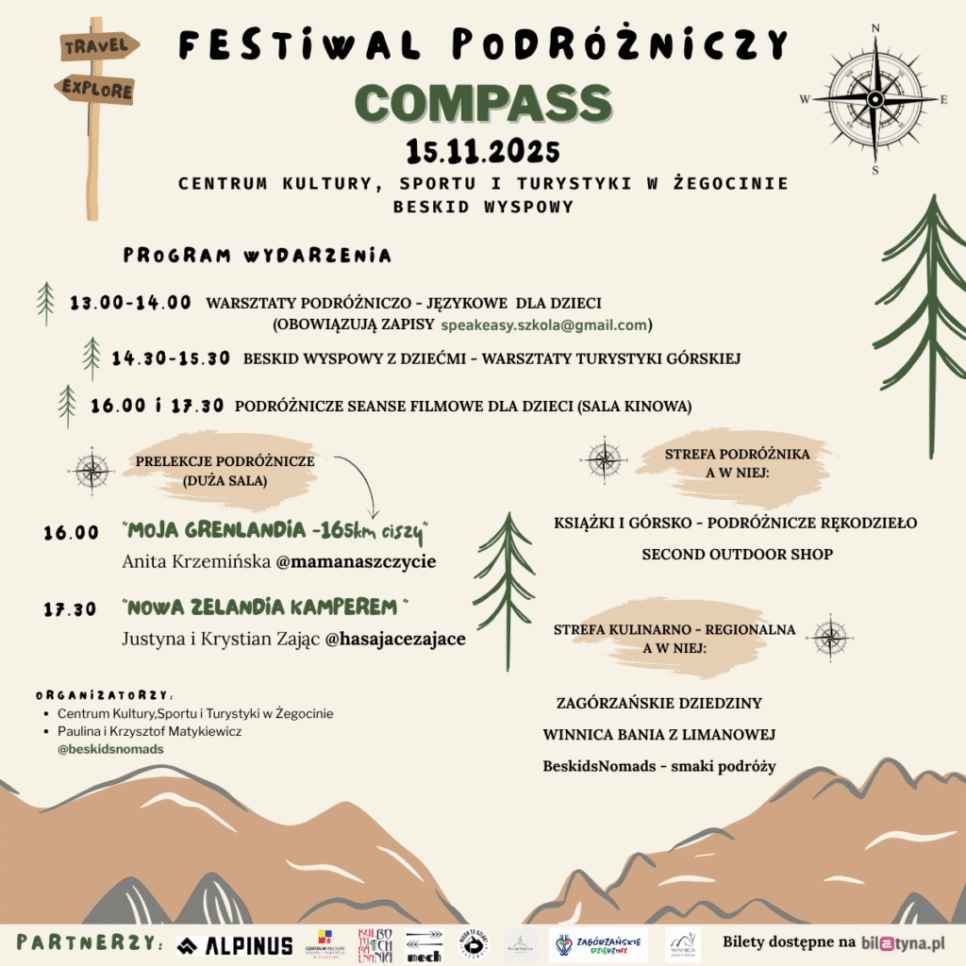 Festiwal Podróżniczy COMPASS – 15.11.2025 r.. Gmina Żegocina