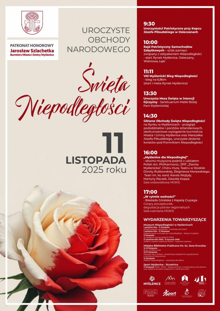 Zapraszamy na obchody Narodowego Święta Niepodległości na Kopcu Piłsudskiego w Osieczanach. Gmina Myślenice