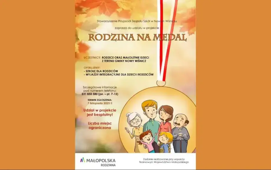 Szkoła dla Rodziców – zaproszenie do udziału w projekcie „Rodzina na medal”. Gmina Nowy Wiśnicz