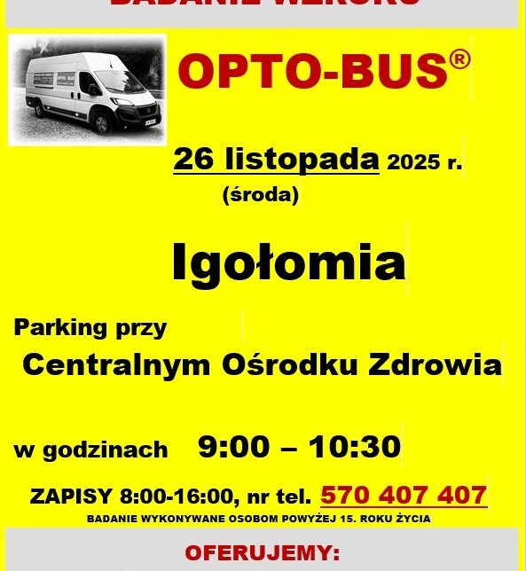 26 listopada bezpłatne badania wzroku dla mieszkańców. Gmina Igołomia-Wawrzeńczyce