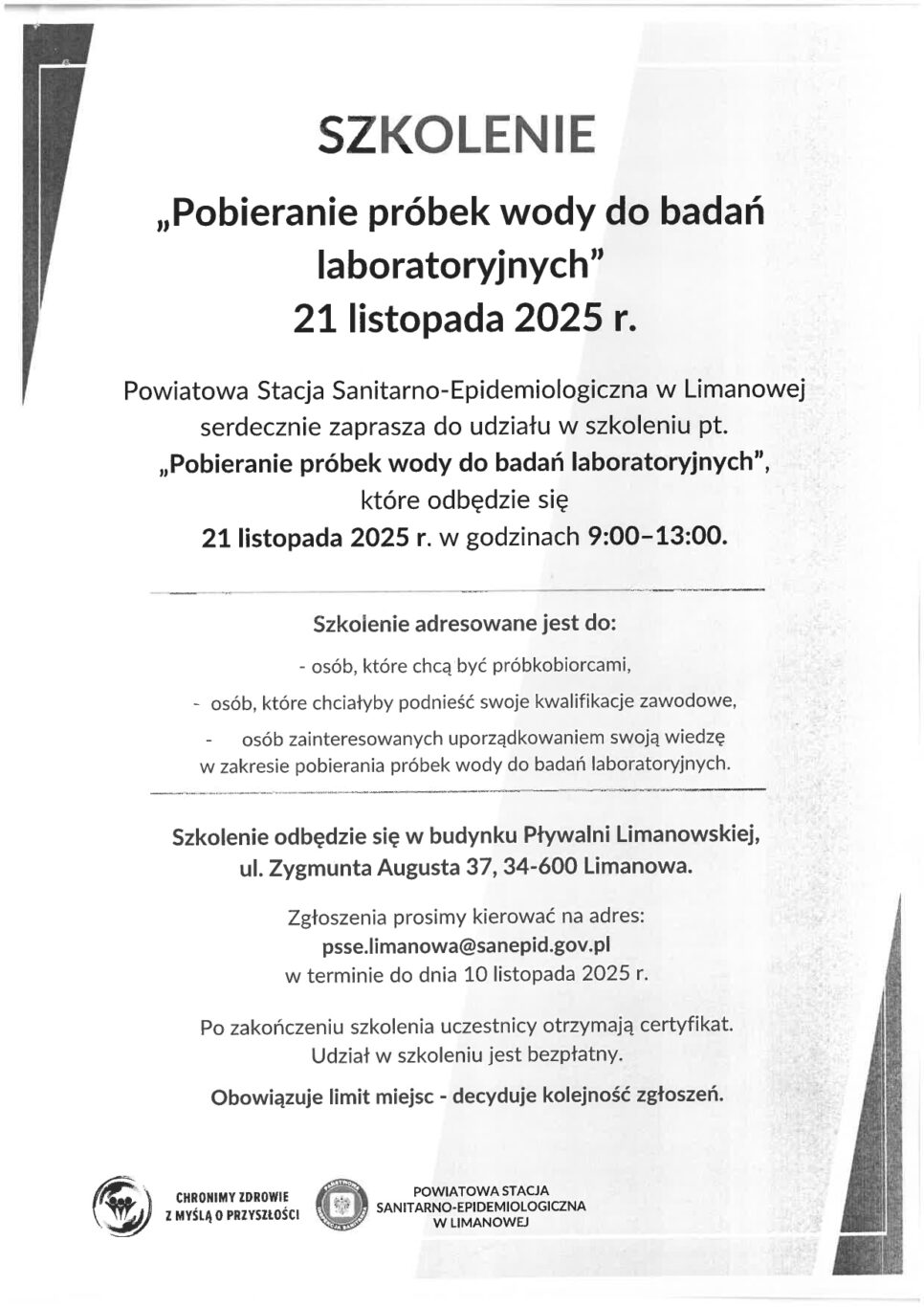 Szkolenie – pobieranie próbek wody do badań laboratoryjnych. Gmina Łukowica