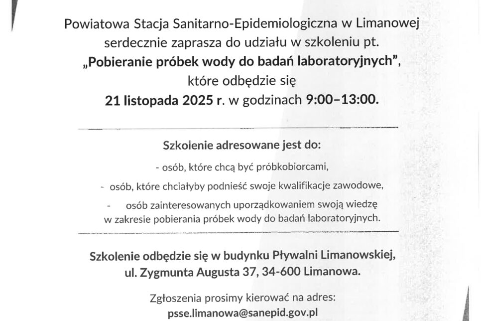 Szkolenie – pobieranie próbek wody do badań laboratoryjnych. Gmina Łukowica