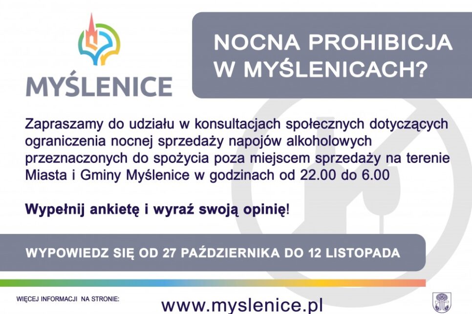 Ruszają konsultacje w sprawie ograniczenia nocnej sprzedaży alkoholu. Gmina Myślenice