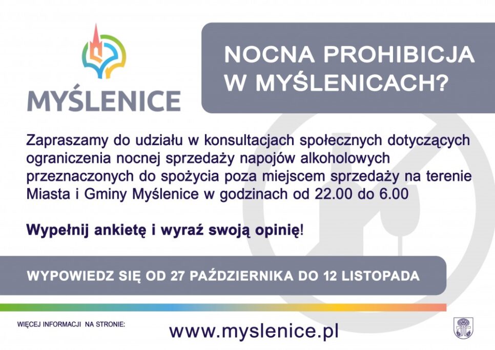 Ruszają konsultacje w sprawie ograniczenia nocnej sprzedaży alkoholu. Gmina Myślenice