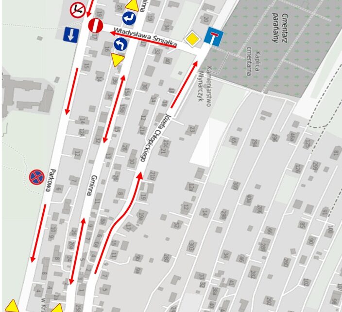 Zmiana organizacji ruchu przy cmentarzu w Krzeszowicach. Gmina Krzeszowice