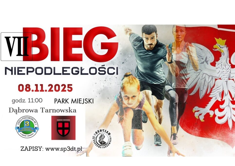 Pobiegnij z nami dla Niepodległej! VII Bieg Niepodległości już 8 listopada!. Gmina Dąbrowa Tarnowska