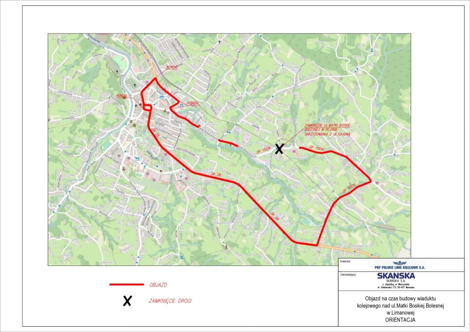 Czasowe wyłączenie z ruchu ul. Matki Boskiej Bolesnej. Gmina Limanowa
