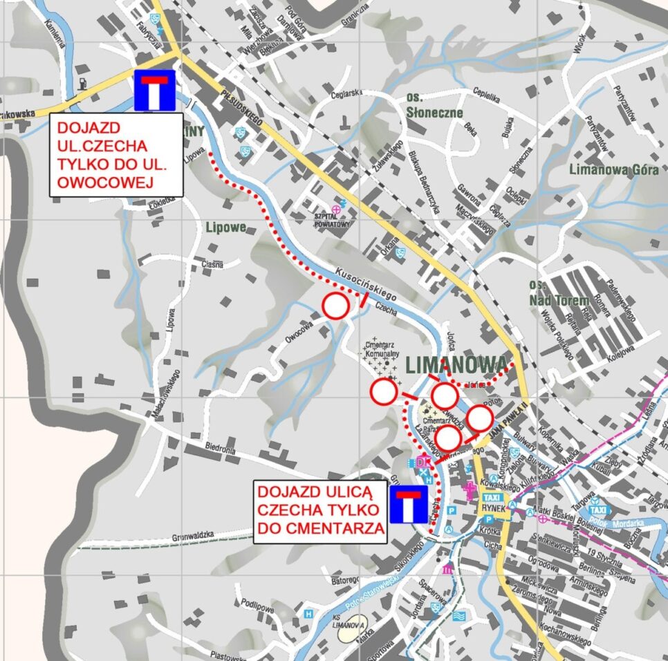 1 listopada Wszystkich Świętych 2025 – czasowe zmiany w organizacji ruchu. Limanowa