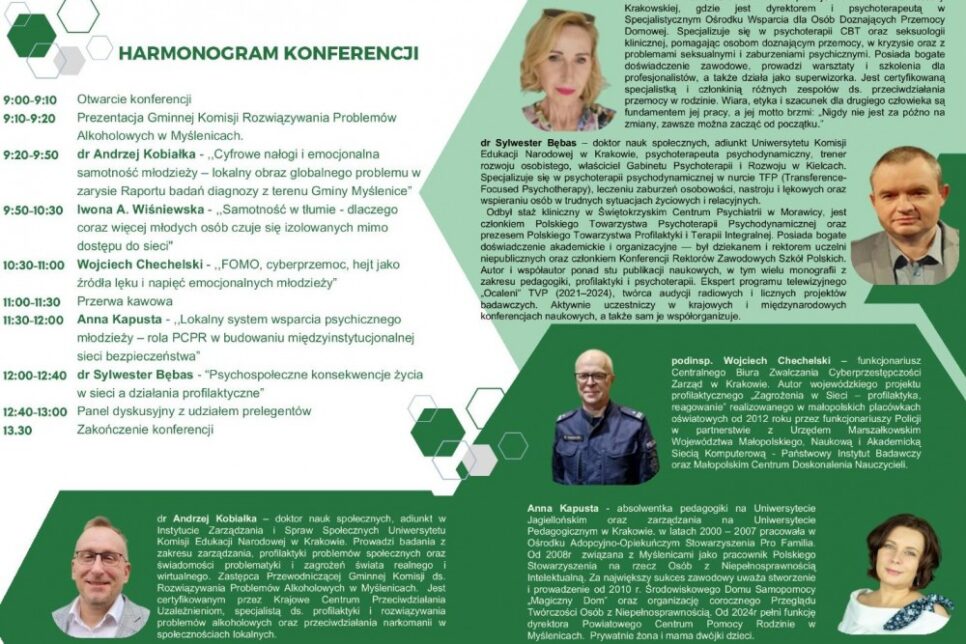 II Konferencja „Pokolenie Lęku – Depresja, FOMO i Samotność w dobie cyfrowych zagrożeń współczesnego świata”. Gmina Myślenice
