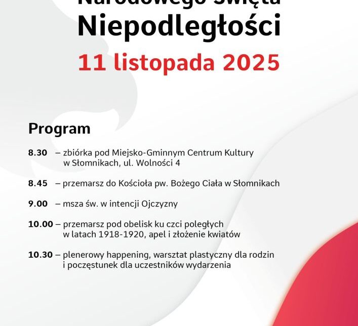 Zapraszamy na obchody Narodowego Święta Niepodległości. Gmina Słomniki