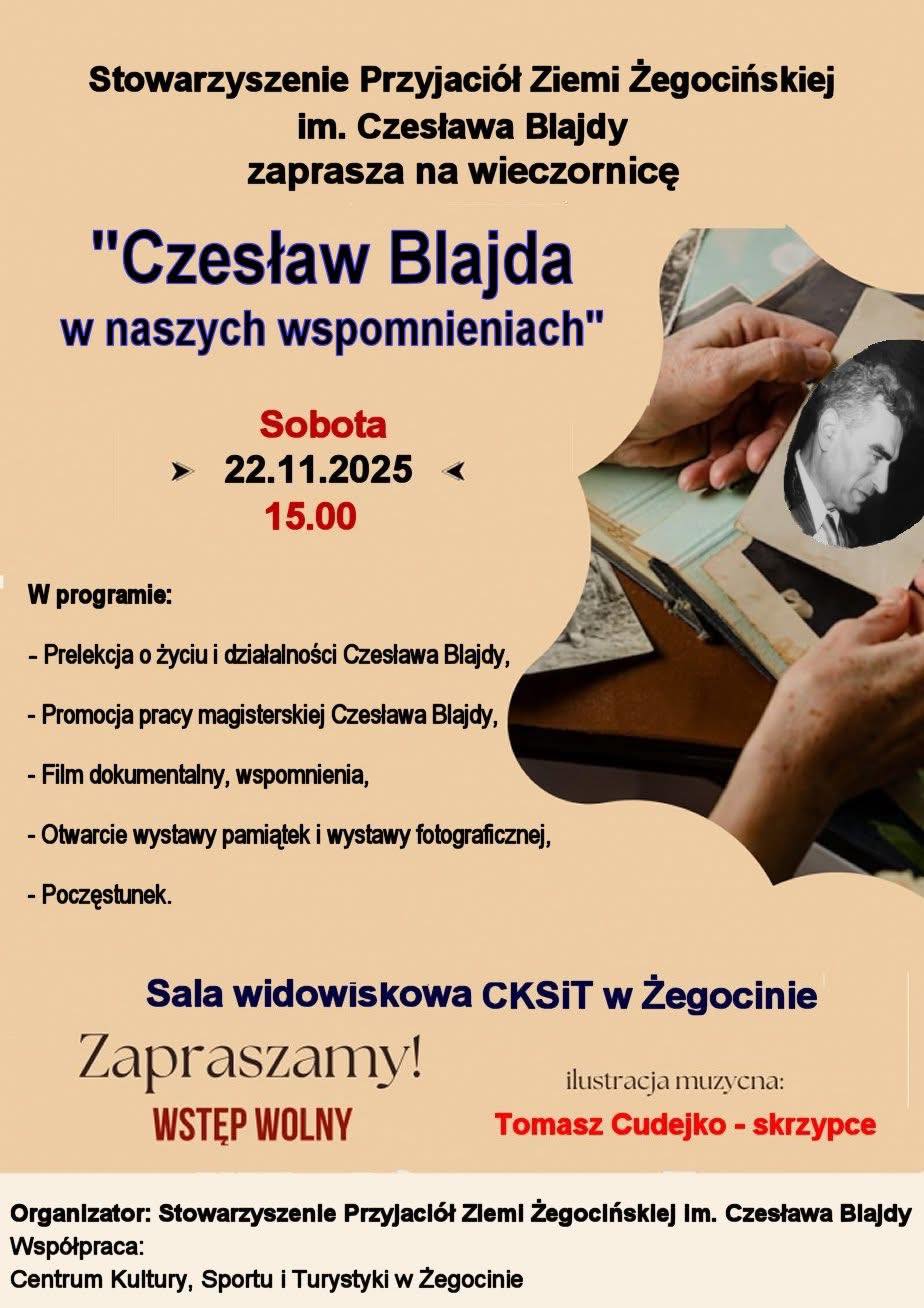 Wieczornica poświęconą pamięci Czesława Blajdy -22.11. Gmina Żegocina
