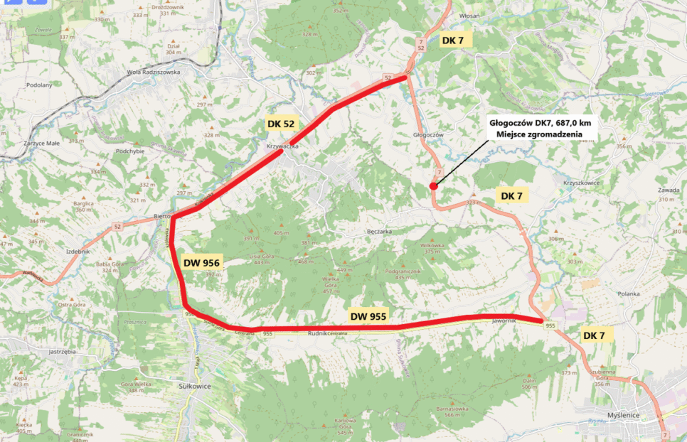 W niedzielę w Głogoczowie możliwe utrudnienia w ruchu drogowym związane z protestem. Myślenice