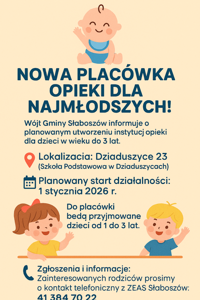 NOWA PLACÓWKA OPIEKI DLA NAJMŁODSZYCH. Gmina Słaboszów