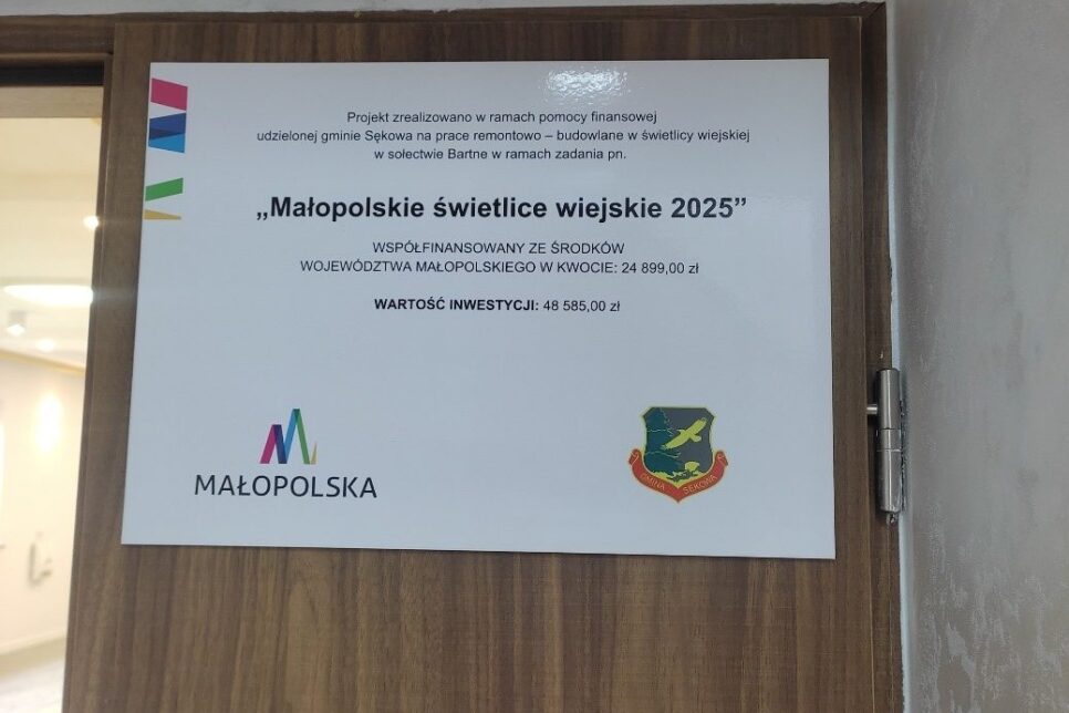 Zakończenie remontu świetlicy wiejskiej w Bartnem. Gmina Sekowa