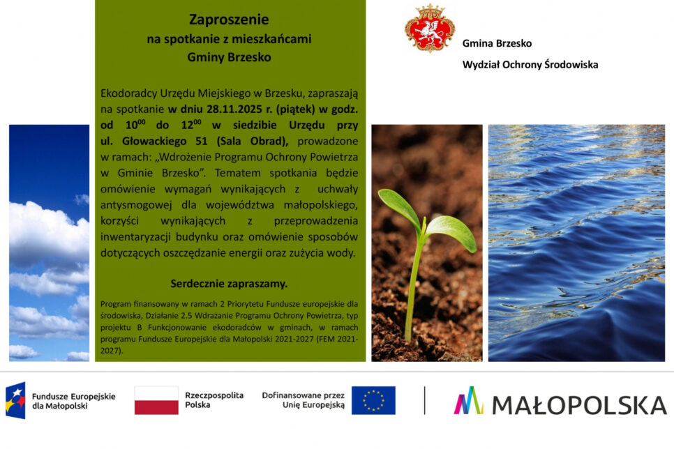 Ekodoradcy zapraszają na spotkanie. Gmina Brzesko