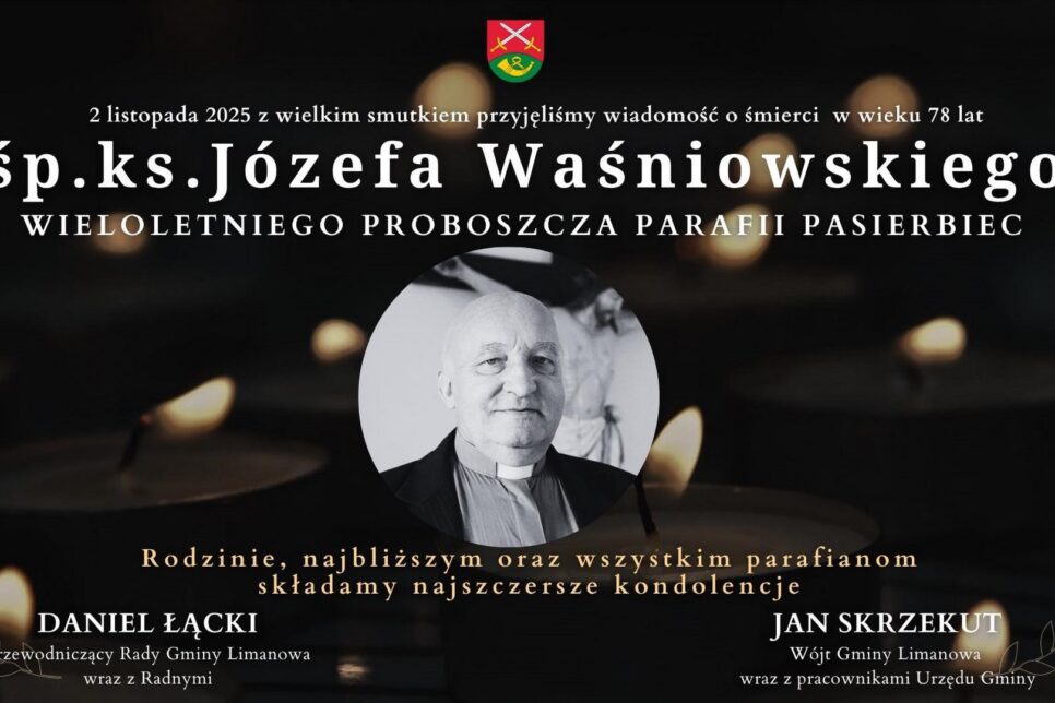 Zmarł ks. Józef Waśniowski, wieloletni proboszcz parafii Pasierbiec. Gmina Limanowa