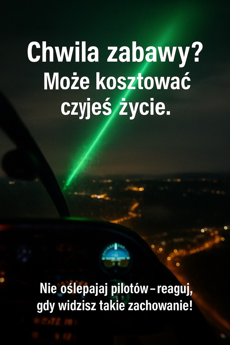 Niebezpieczna sytuacja podczas szkolenia lotniczego – pilot oślepiony wiązką lasera. Nowy Targ