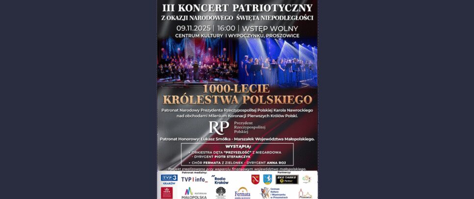 Zaproszenie na koncert. Proszowice
