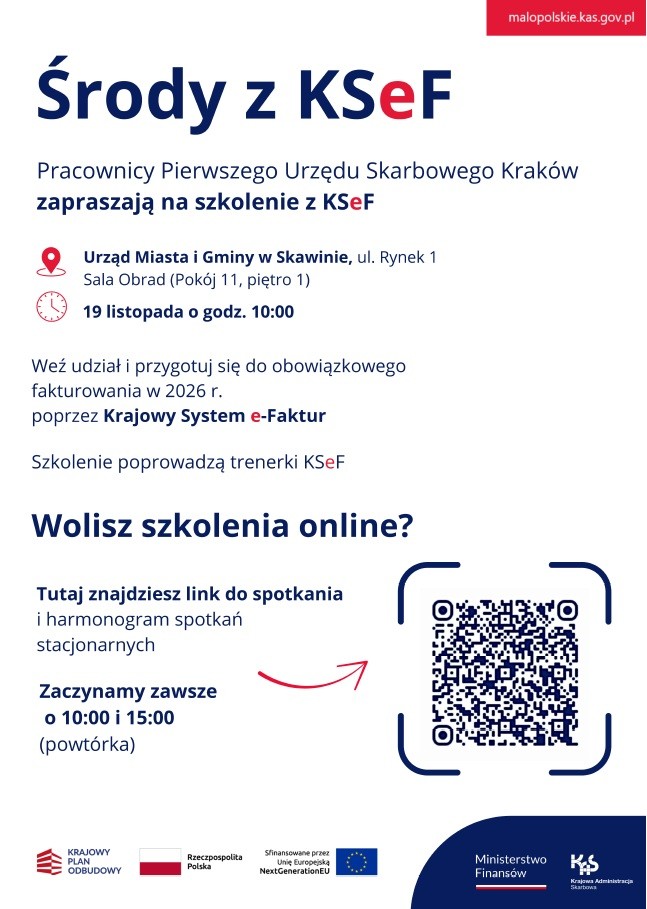 Krajowy System e-Faktur – zapraszamy na szkolenie. Gmina Skawina