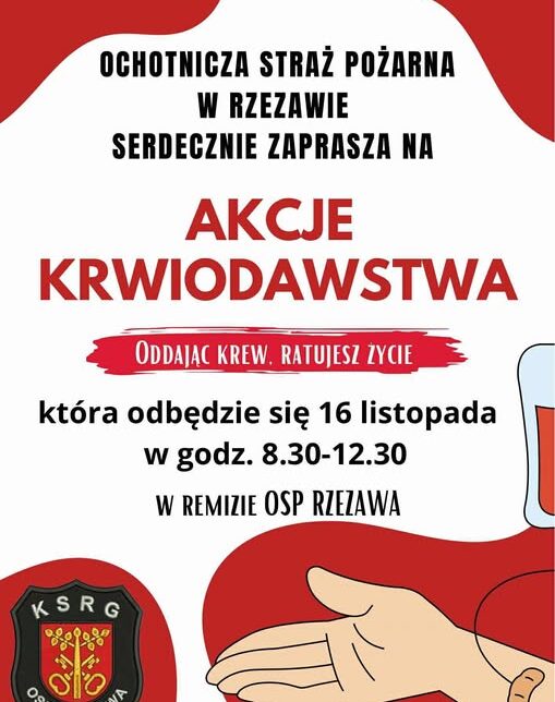 Oddaj krew – podaruj życie! Akcja krwiodawstwa w Rzezawie. Gmina Rzezawa