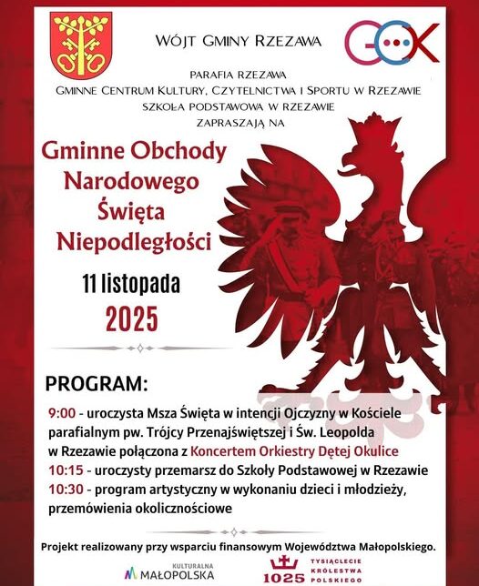 Świętujmy razem 107. rocznicę odzyskania przez Polskę niepodległości. Gmina Rzezawa