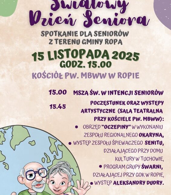 ZAPROSZENIE Z OKAZJI ŚWIATOWEGO DNIA SENIORA. Gmina Ropa