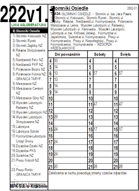 W nowym roku zmiany dotyczące autobusu 222. Gmina Słomniki